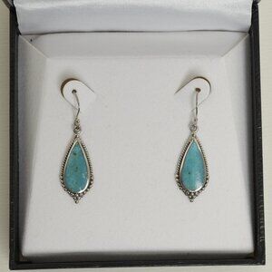 Blue Nile Pear Cut Turquoise Drop Earrings in Sterling Silver
